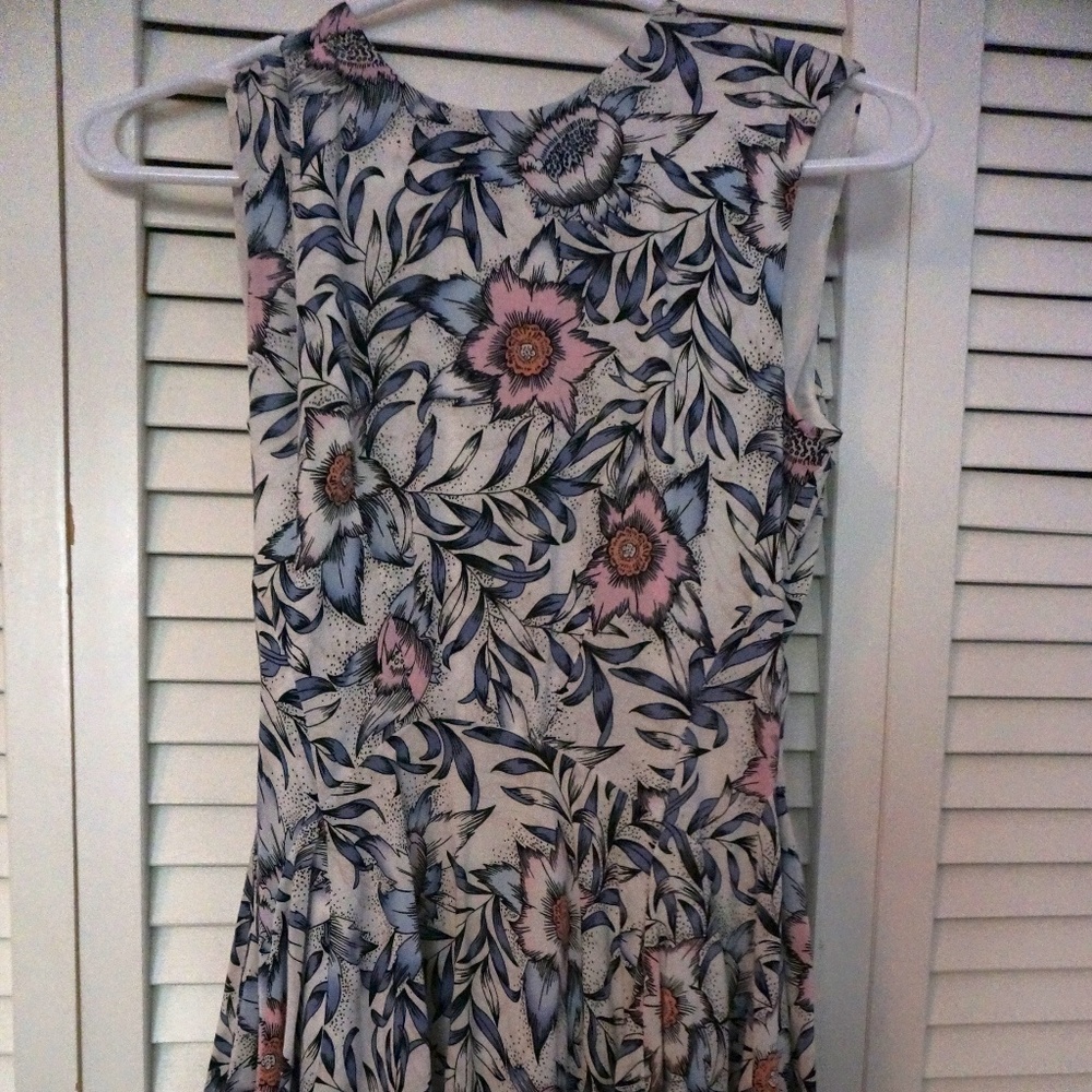 H&M Blue & Pink Flower Pattern Sleeveless Dress